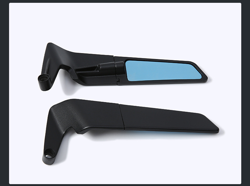 Motorcycle Rearview Mirror Aluminum Alloy Rotatable Fixed Wing Rearview Mirror High-Definition Large Field of View Blue Mirror Modification Accessories
