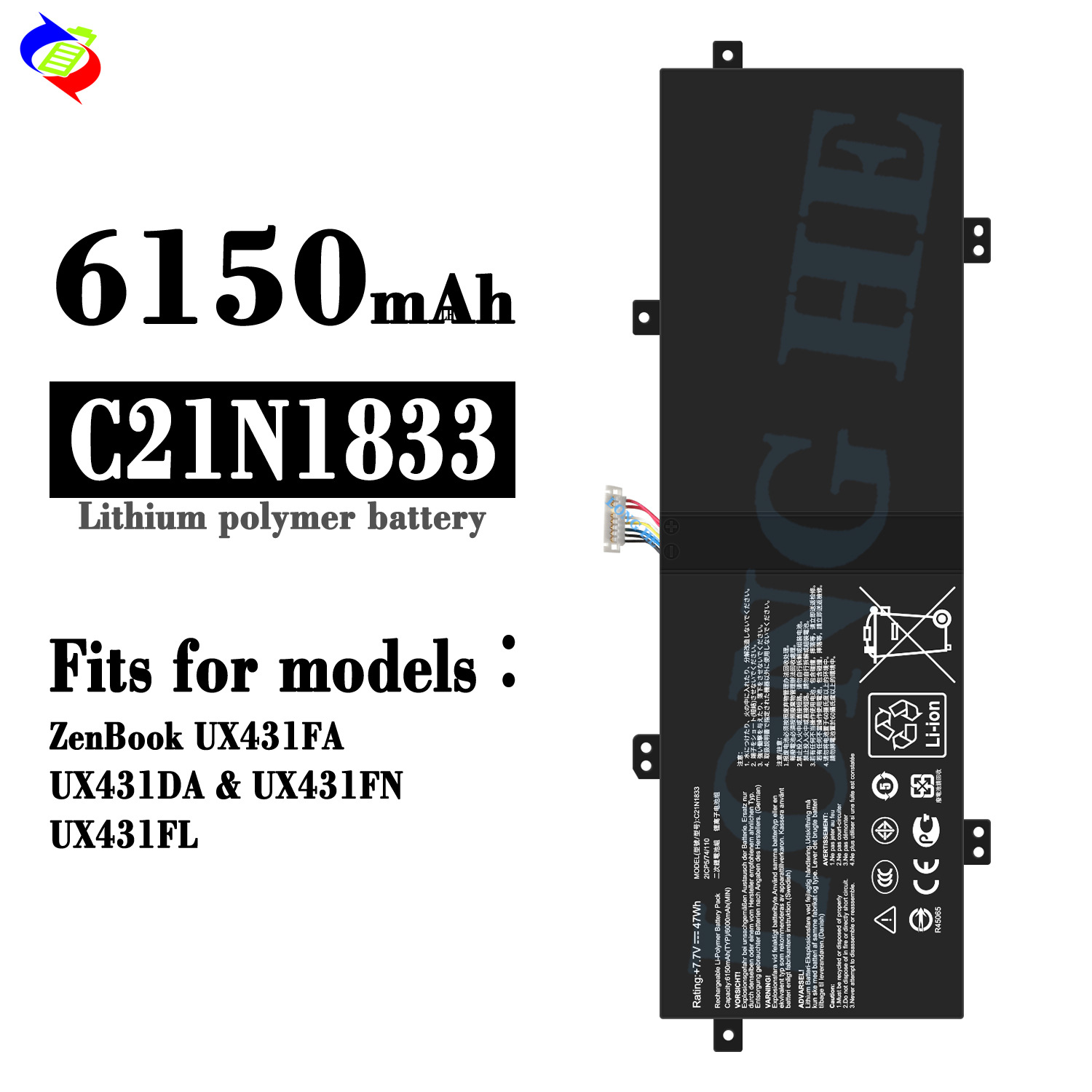 适用于华硕UX431FA/UX431DA/UX431FN/UX431FL笔记本电池C21N1833
