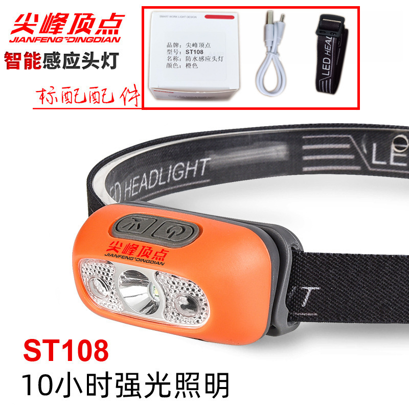 ヘッドライトピーク ST108 ヘッドライト強力な光充電超高輝度誘導ヘッドマウント照明超長バッテリー寿命釣り|undefined