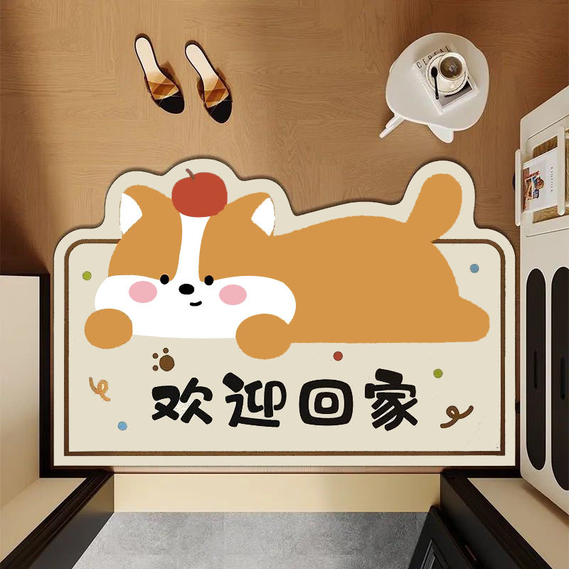 卡通猫入户门免洗地垫浴室进门硅藻泥吸水防滑垫玄关脚垫洗手台垫|undefined
