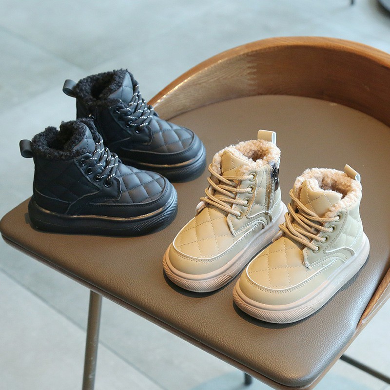 Lasten lyhyet saappaat Talvivauvat pojat ja tytöt Iso puuvilla brittiläinen lampaan turkki pieni ja keskikokoinen lasten_voghion.com