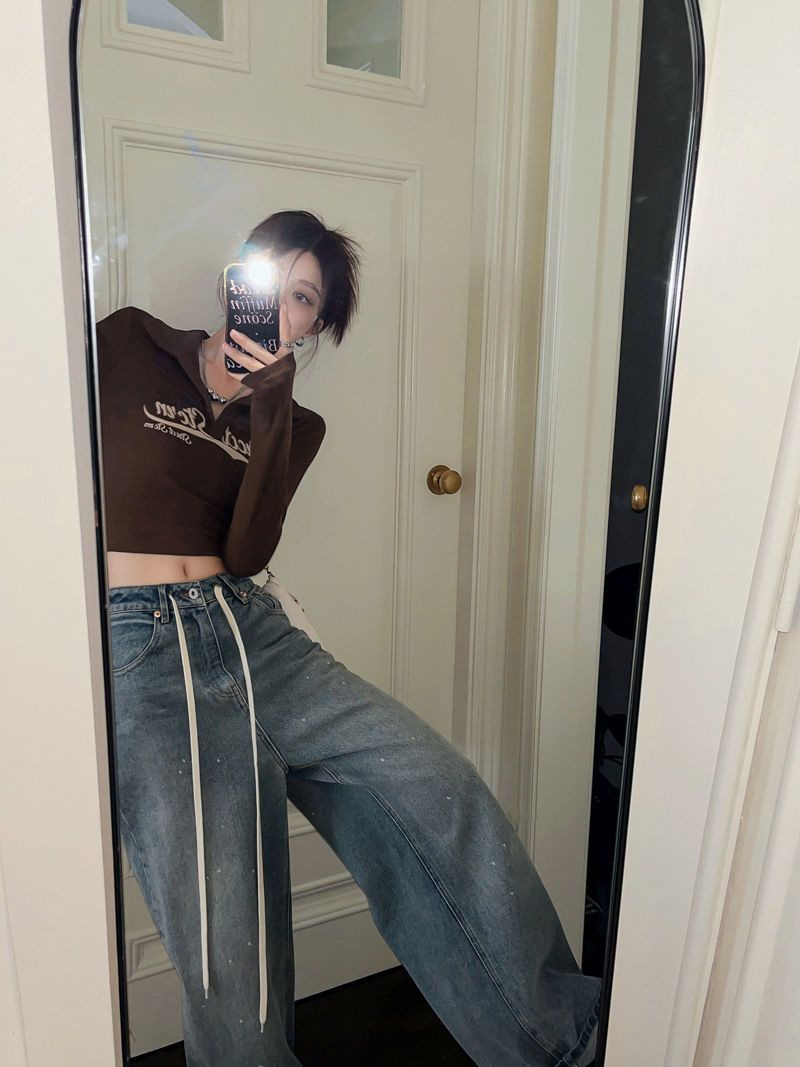 Vintage American Style Hot Girl T-Shirt For Women, Spring And Autumn Long Sleeve Short Jazz Dance Slim Fit Inner Wear_ecoleips.com