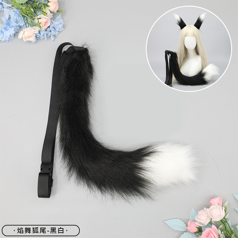 De una pieza hecha a mano de dibujos animados lindo zorro madre felpa zorro cola cosplay accesorios bestia cola cintura decoración
