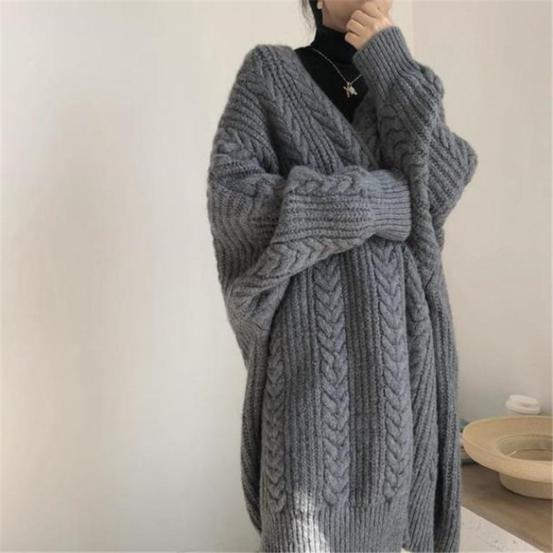 Autumn 2025 New Cross-Border Long Knitted Cardigan Long-Sleeved Lazy Style Twist Sweater Outer Jacket for Women Autumn 2025 New Cross-Border Long Knitted Cardigan Long-Sleeved Lazy Style Twist Sweater Outer Jacket for Women