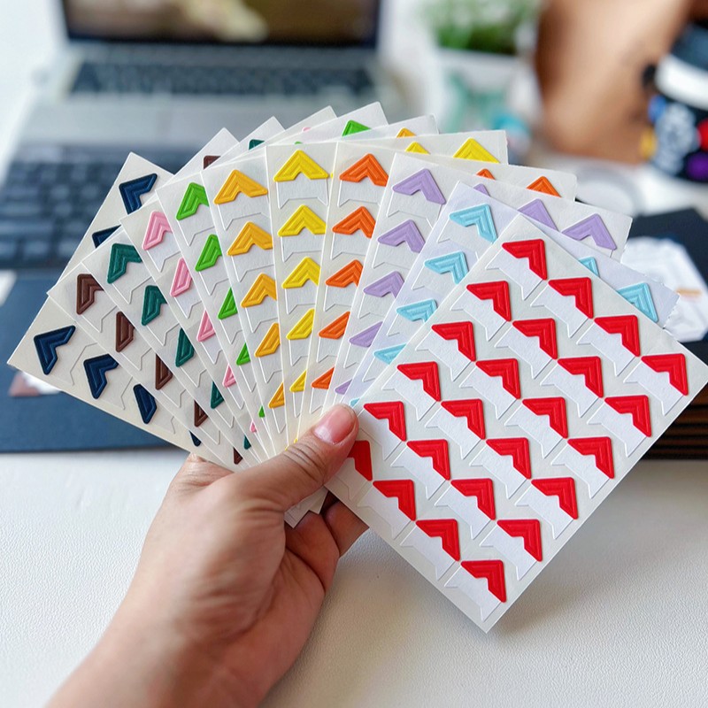 사진 코너 스티커, 수제 DIY 사진 앨범 장식 재료, 자체 접착 사진 고정 스티커를 선택할 수 있는 캔디 컬러 11가지 스타일