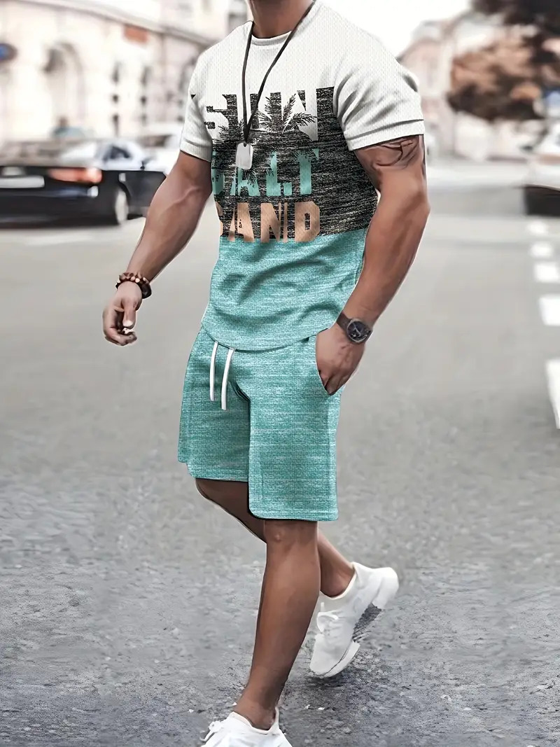 2025 nuevo estilo europeo y americano transfronterizo Amazon tendencia de moda casual camiseta de manga corta pantalones cortos traje ME05 MA04