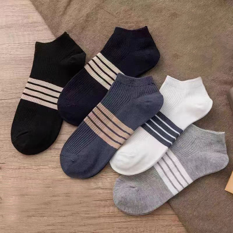 Striped Socks Men's Summer Thin Ultra Short Solid Color Invisible Socks Shopper Korean Style Breathable Boat Socks Sports Socks Men's Socks