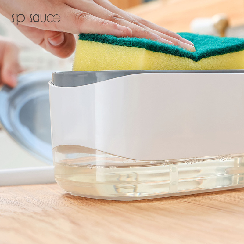 SP SAUCE caja de salida de líquido tipo prensa cepillo de cocina olla detergente estropajo cepillo de limpieza dispositivo de llenado automático