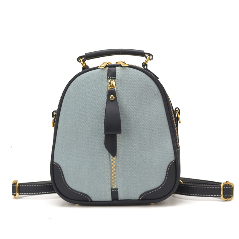 Nicho coreano Jeans color contraste mochila mujer 2026 nuevo cross-border multipropósito de alta calidad mochila versátil