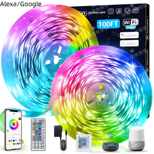 24Vled Light Strip Wifi Compatible with Alexa and Google Smart Voice Control 44-Key App Control Atmosphere Light