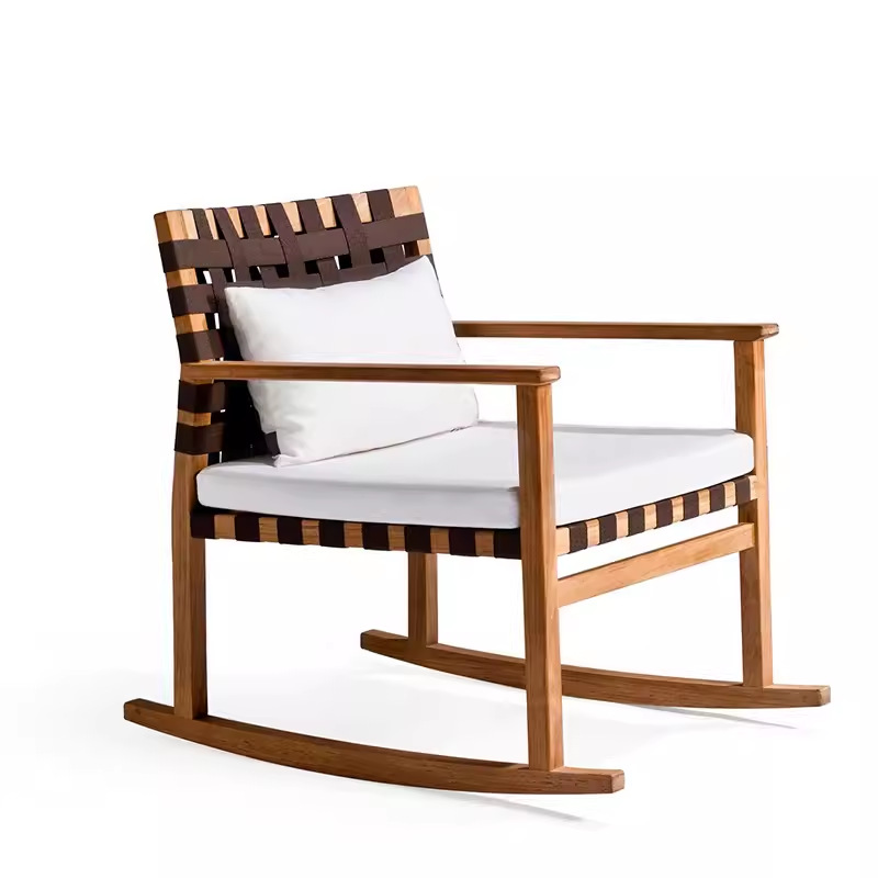 Mesa y silla de teca al aire libre anticorrosivo madera sólida alojamiento residencial patio al aire libre jardín ocio mesa larga impermeable silla de caña