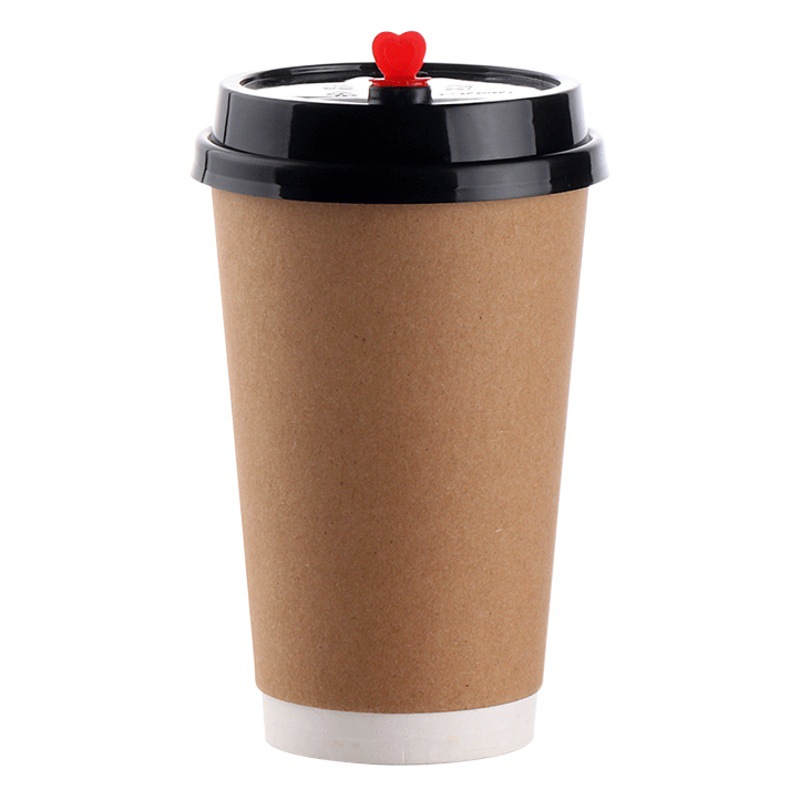 Double-layer insulated cowhide disposable milk tea cup paper cup hollow cup coffee cup takeaway packaged Soybean Milk Cup 500ml