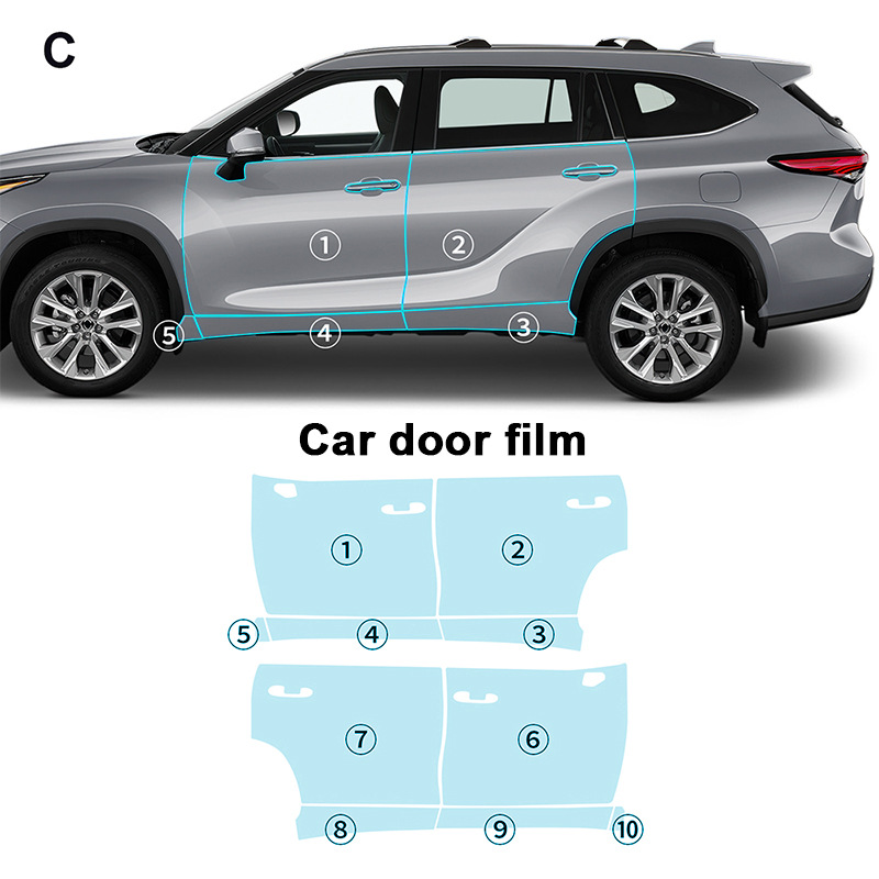 Cross-border exclusive for Toyota Highlander 20-22 TPU invisible paint protective film to prevent scratches and brighten