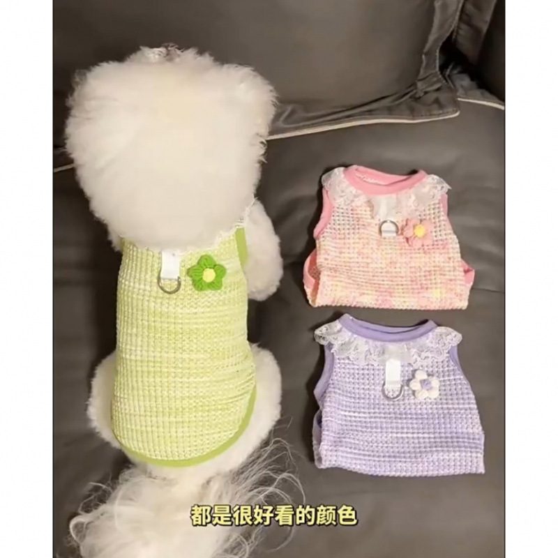Nueva primavera y verano de hadas perros y gatos ropa de mascotas Teddy Bear hermoso chaleco cómodo para la piel puede tracción