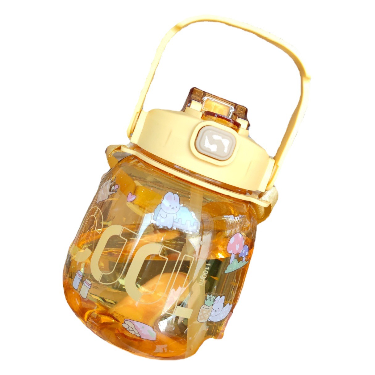 Celebridad de Internet paja de los niños gran vientre Copa Correa portátil de alta apariencia Linda taza de agua taza de beber doble de las niñas hervidor de gran capacidad