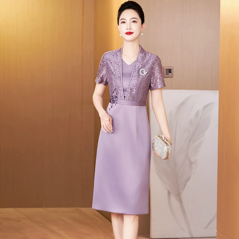 Новое кружевное платье Cheongsam в китайском стиле, молодой стиль, элегантное, элегантное, свадебное платье для матери, платье из двух частей, можно носить в обычное время.