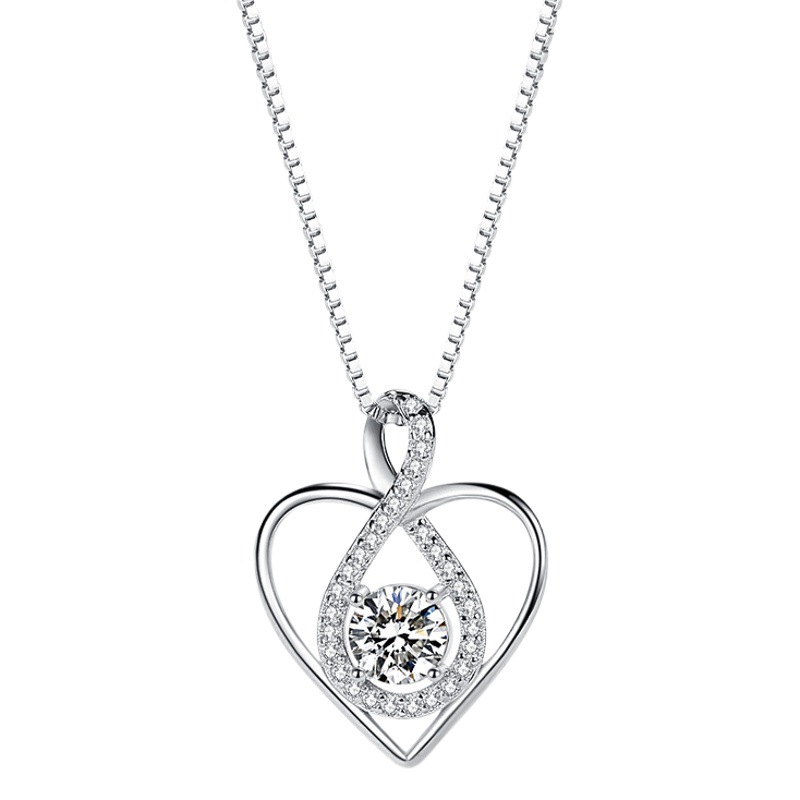 Collar de corazón de plata esterlina s925 colgante en forma de corazón simple de las mujeres Cadena de hueso de moda europea y americana cerradura de moda todo partido al por mayor
