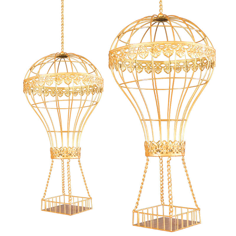 百家婚礼道具热气球挂饰空中吊顶装饰道具金色铁艺热气球小挂件