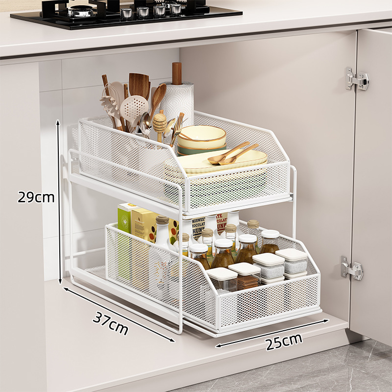 Estante de cocina bajo el fregadero tipo de extracción de almacenamiento de cesta de extracción de platos de paneles y platos de cajón de gabinete multicapa con uso doméstico incorporado