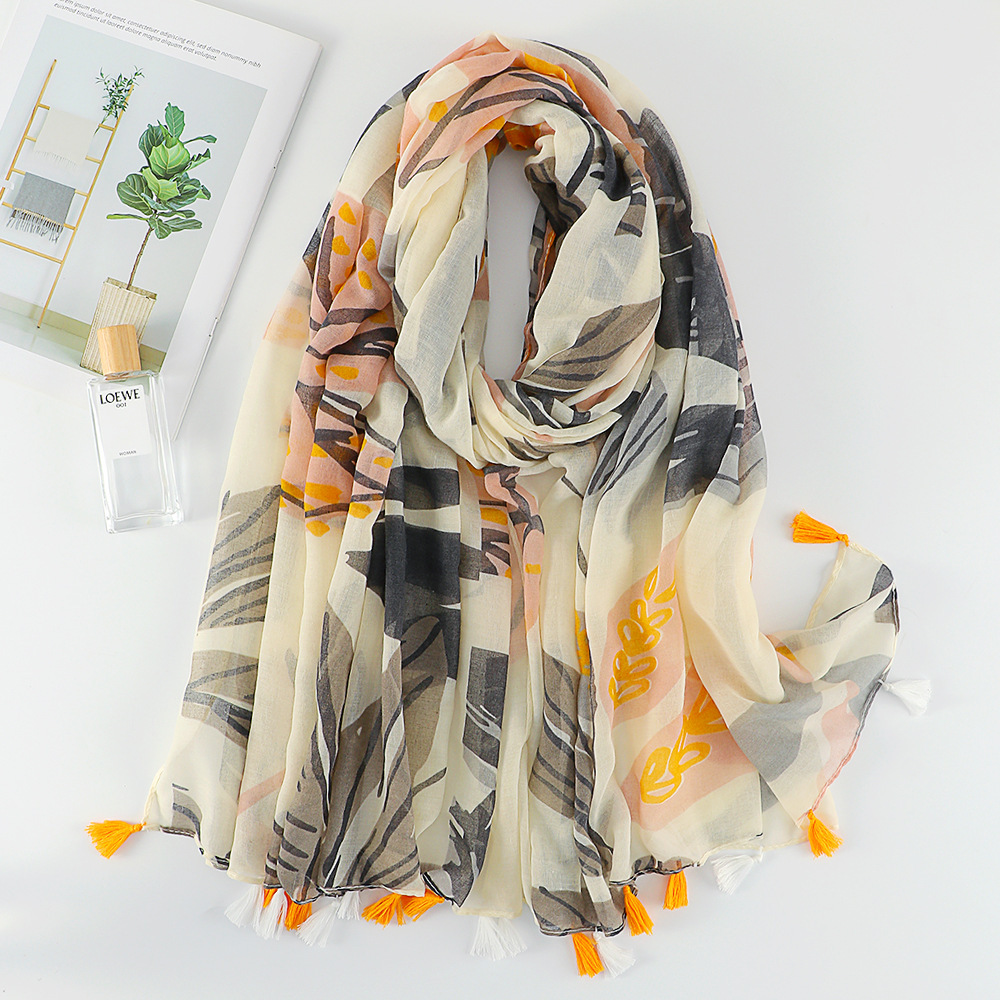 101g Weight Scarf Classification Holiday, Daily Occasion Polyester Material Color Block Pattern All Seasons Season Women's Gender Printing Design Sweet Style Women's Sweet Color Block Polyester Printing Scarf 9