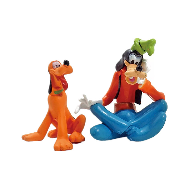 6 figuritas de Mickey Mouse en pose sentada, modelo de decoración de adornos de Pato Donald Goofy