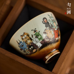 十二生肖茶杯鶏心杯景徳鎮陶磁器主人杯個人専用手描き単杯圧手杯