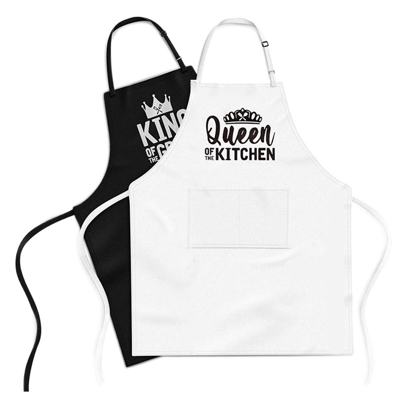 Delantal transfronterizo de poliéster Amazon Halter letras ajustables Regalo De vacaciones delantal de cocina para el hogar al por mayor