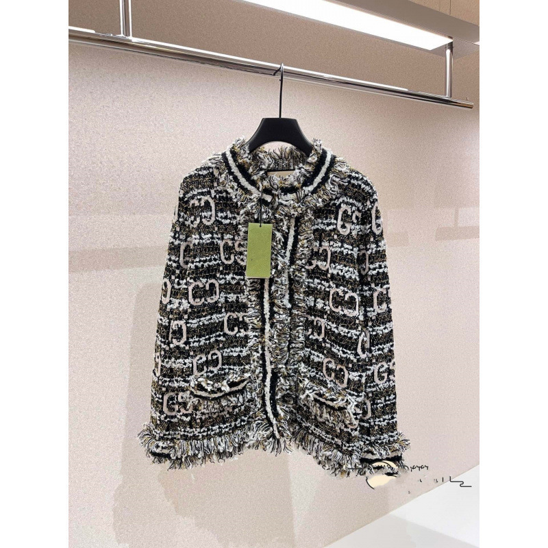 Shenzhen Nanyou Goods ~ High Version 24 Early Spring New Gucci All-Over Double Gg Embroidered Logo Collar Flow Knitwear