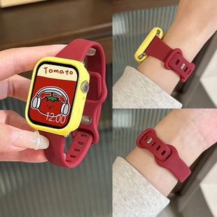 For iwatchs9 strap color matching silicone s10 men's and women's Apple s8/s7/s6/se/5/4 generation watch