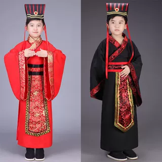 新款儿童汉服大臣丞相官服秦朝春秋战国皇帝太子服古装书童演出服