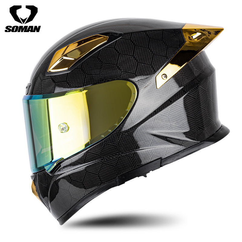 SOMAN Casco de carreras de fibra de carbono Motocicleta para hombres y mujeres a la conducción Motocicleta personalizada Casco para correr profesional Four Seasons Casco integral X8