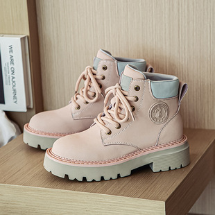 Boots Men's Autumn and Winter New British Style Retro Thick-Soled Rhubarb Boots Heightening Workwear Style Couple Boots