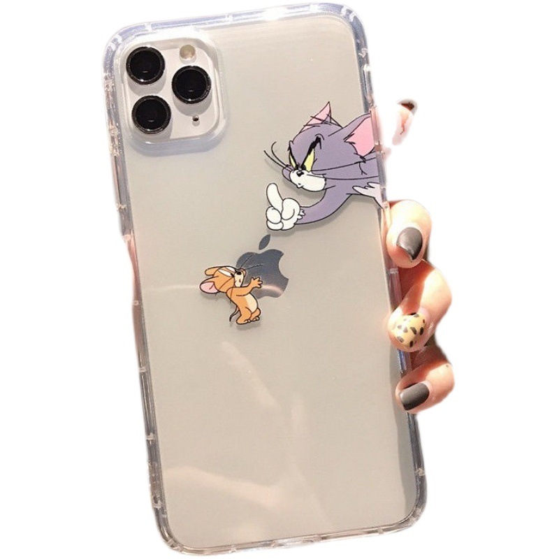 Gato y ratón para Apple 11/13 caja del teléfono pareja iPhon12promax funda protectora 15 transparente resistente a la caída