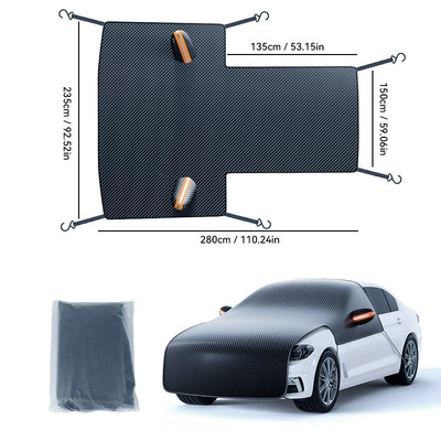 Cross-border car snow cover, thickened sunshade, car front windshield sunshade, enlarged waterproof Oxford cloth snow protection (Car snow shield) - new-oxford-cloth-full-coverage-thickened-front-cover-orange-ears-6-straps