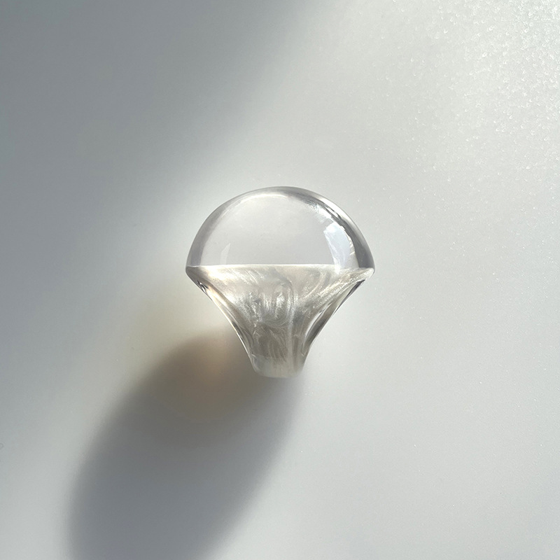 French Retro French-style Large-scale Exaggerated Light-luxury Resin Ring With Colorful Enamel, Transparent Exterior And Glazed_voghion.com