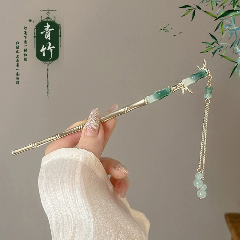 Китайская шпилька для причёски Hanfu, цветочная с кисточкой, качественный металлический сплав, 18 см