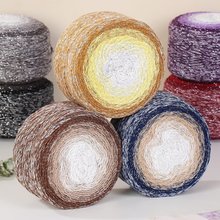星河渐变蛋糕花色空心棉闪丝段染钩针包包圆股彩棉线200克批发