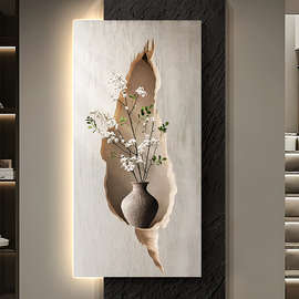 立体砂岩壁灯画抽象高级感入户门玄关装饰画简约现代走廊过道挂画