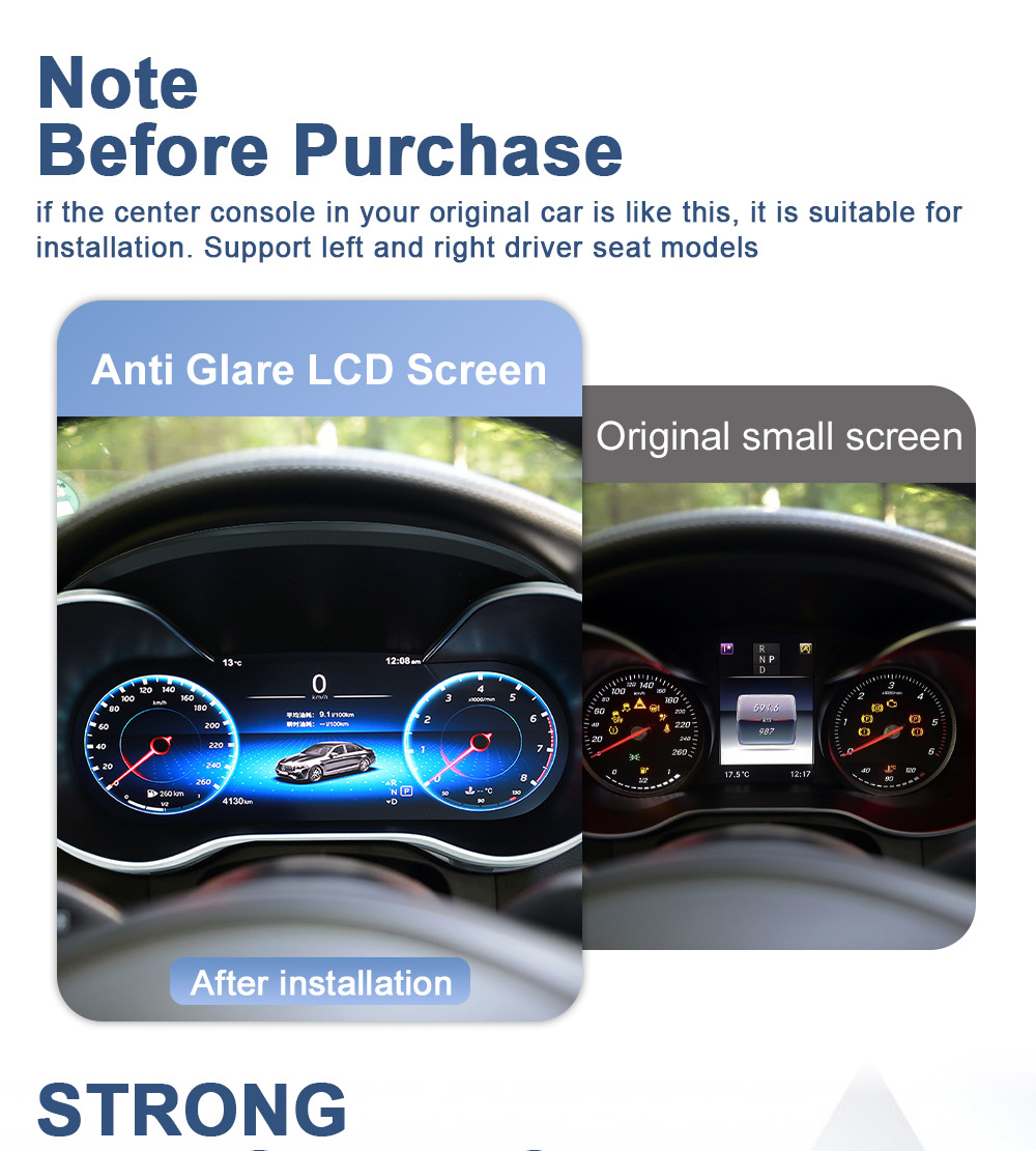 Applicable to Mercedes-Benz C- Class LCD Instrument E-Class GLC Vito W204 W205 W253 W212 Full LCD Instrument Panel
