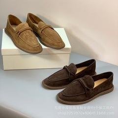 莞产顶版~原厂订单秋季新款平跟方头乐福鞋平底舒适休闲百搭
