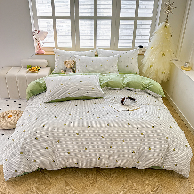 Algodón de cuatro piezas de ropa de cama de algodón 2025, nuevo edredón de flores frescas, sábanas de dormitorio de tres piezas de cuatro estaciones