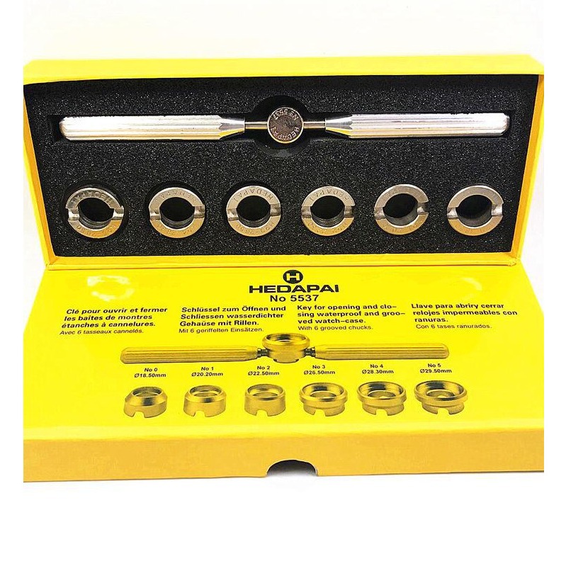 Herramienta de reparación de relojes 5537L dedicado abridor de relojes de 7 piezas D abridor de tapa de camello abridor de tapa de patrón de dientes