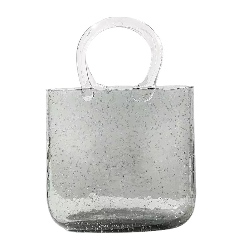 Luz de lujo simple creativo transparente bolso de vidrio florero de alto grado decorativo decoración florero ins estilo de alta apariencia