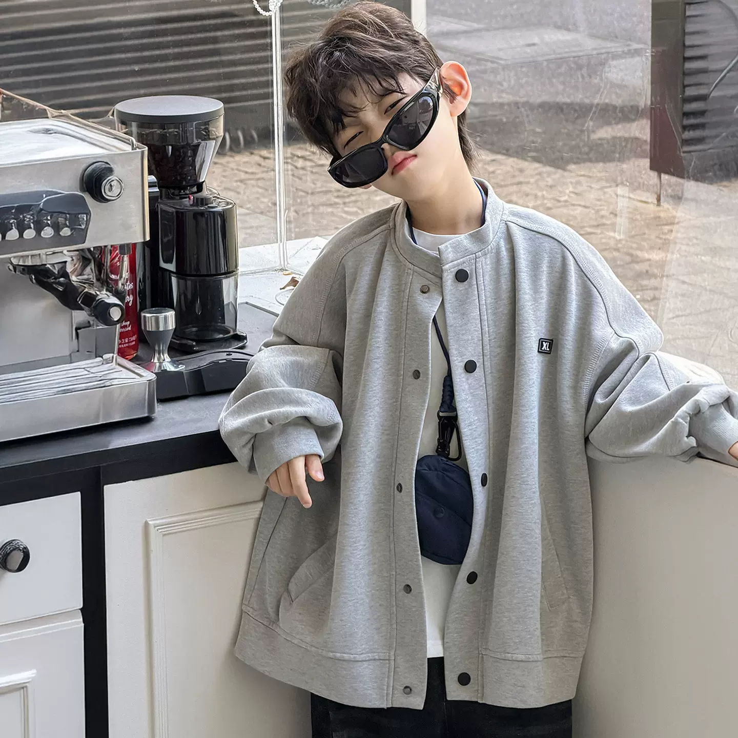 棉小铺男童外套儿童春季韩版2026新款简潮休闲针织圆领童装上衣潮