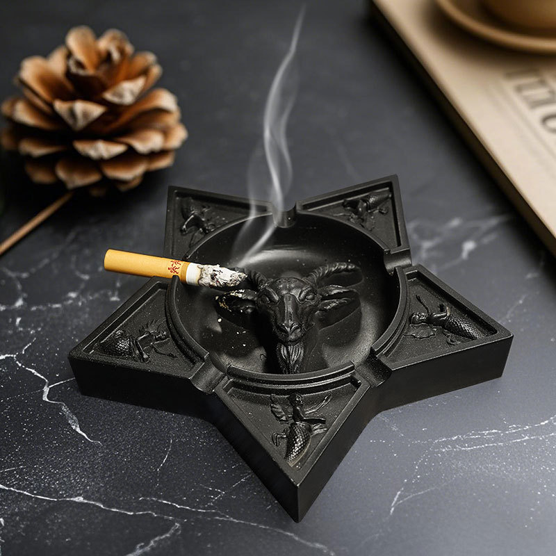 Direct supply five-pointed star mann gothic black goat head ashtray angel skeleton devil decorative desktop ornaments