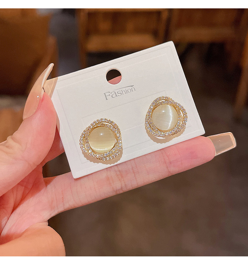 Fashion Geometric Copper Ear Studs Inlay Zircon Copper Earrings 1 Pair