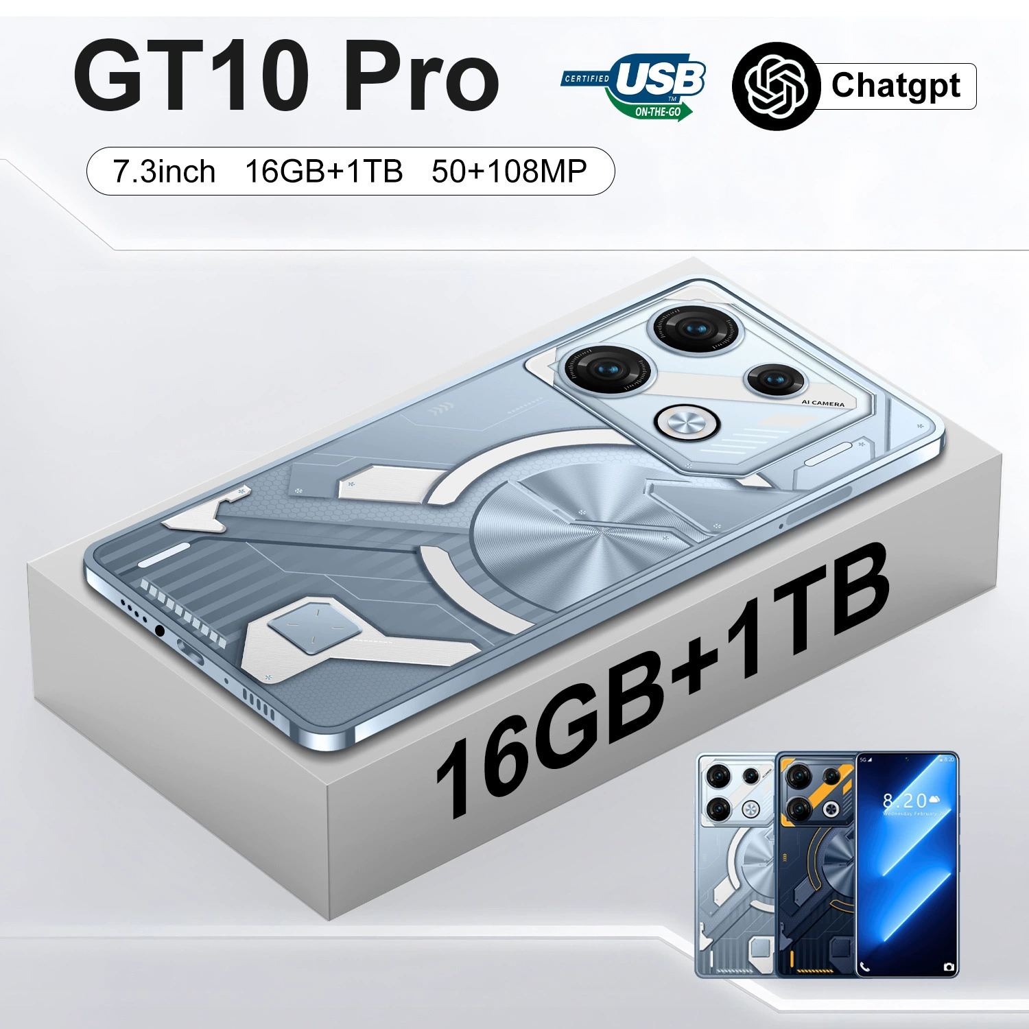 Новый кросс-бордер GT10 Pro мобильный телефон спот 16+1Т Android внешний рынок источник фабрика цена
