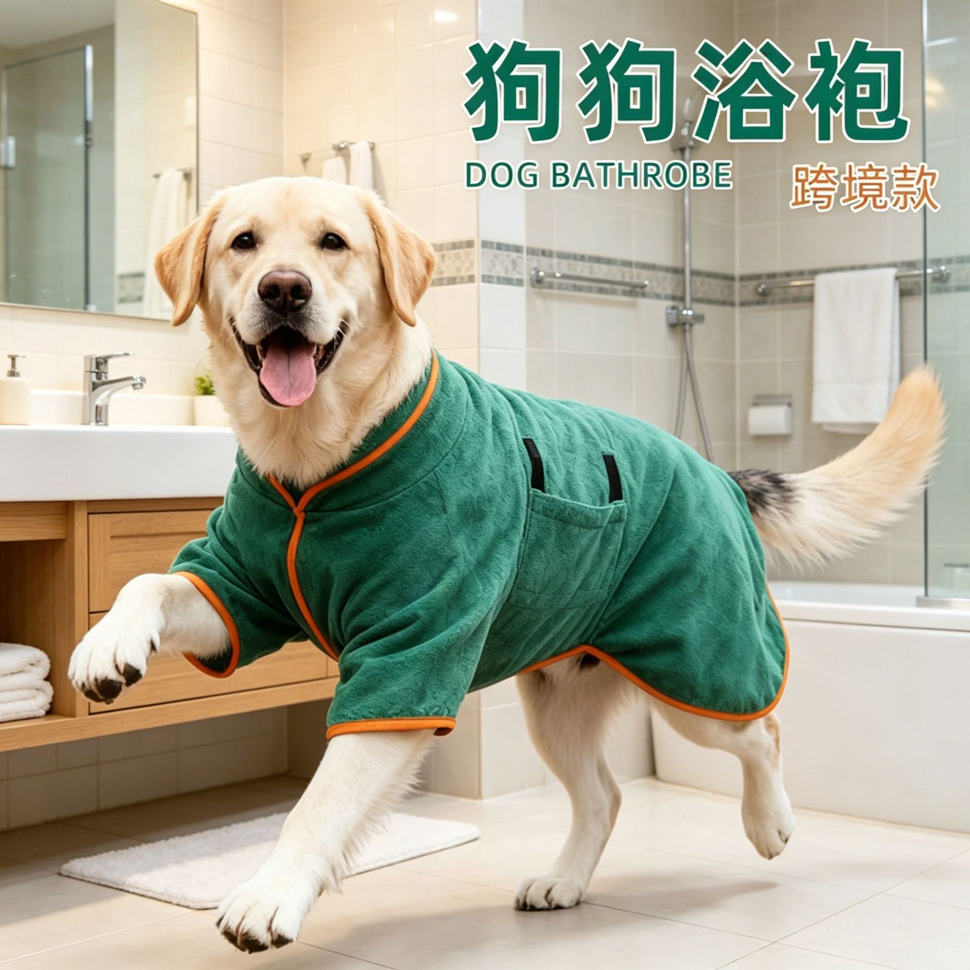 Cross-Border Dog Bathrobe, Thickened, Absorbent After-Bath Dog Towel, Pet Large Dog Full-Body Wrap, Quick-Dry Towel