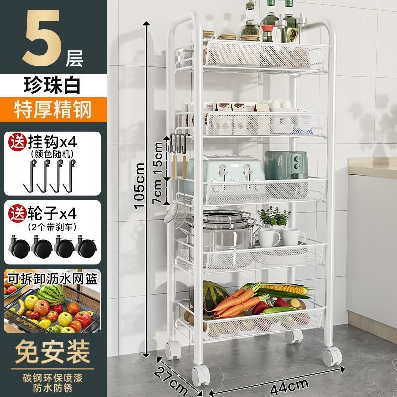 台所の棚が床に落ちた多層家庭用電子レンジ棚野菜収納棚オーブン棚収納棚車輪付き|undefined