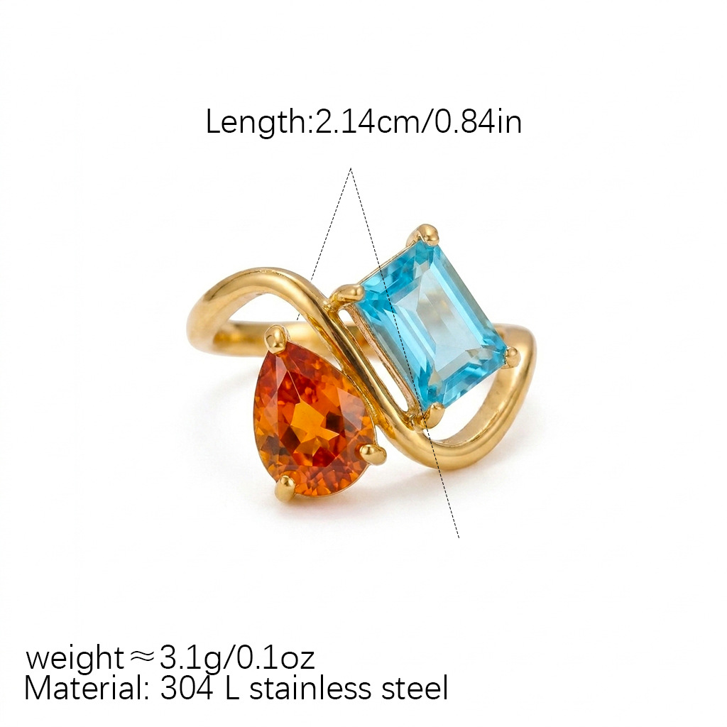12 Birthstone Ring Replaceable Colored Gemstone Ring Luxury Titanium Steel Gold Plated Ring Women